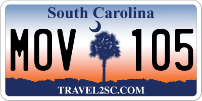 SC license plate MOV105