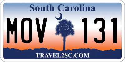 SC license plate MOV131
