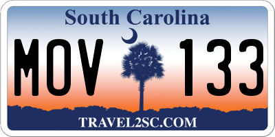 SC license plate MOV133