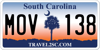 SC license plate MOV138