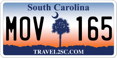 SC license plate MOV165