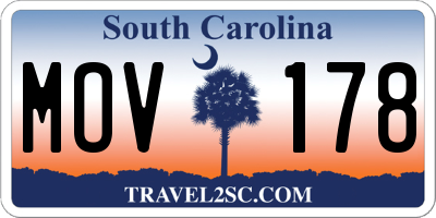 SC license plate MOV178