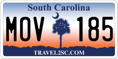 SC license plate MOV185