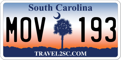 SC license plate MOV193