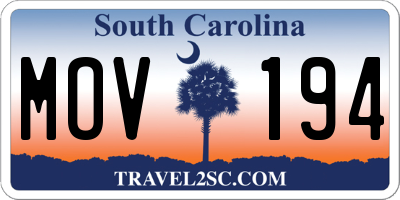 SC license plate MOV194