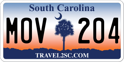 SC license plate MOV204