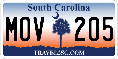 SC license plate MOV205
