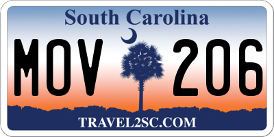 SC license plate MOV206