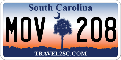 SC license plate MOV208