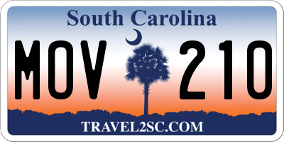 SC license plate MOV210