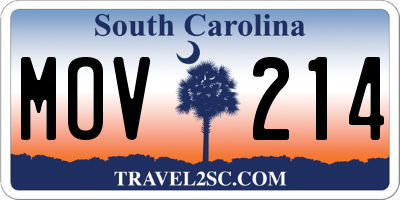 SC license plate MOV214
