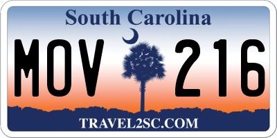 SC license plate MOV216