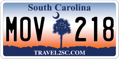 SC license plate MOV218