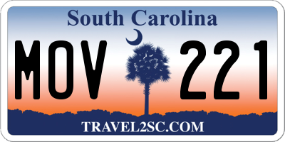 SC license plate MOV221