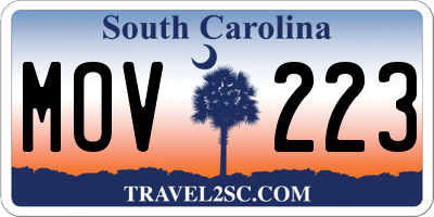 SC license plate MOV223