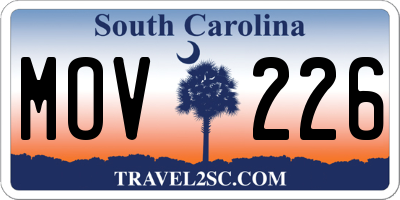 SC license plate MOV226