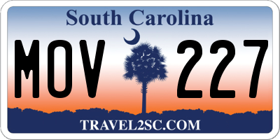 SC license plate MOV227