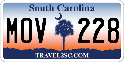 SC license plate MOV228