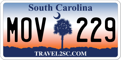 SC license plate MOV229