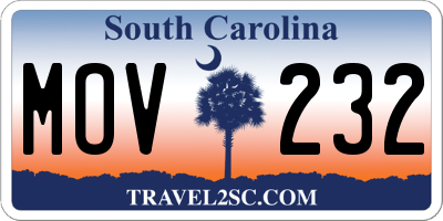 SC license plate MOV232