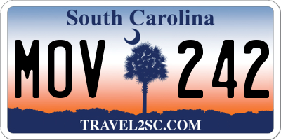 SC license plate MOV242