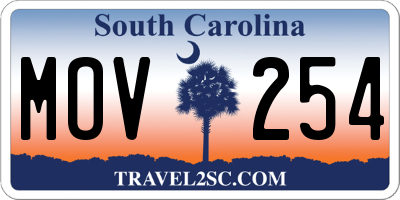 SC license plate MOV254