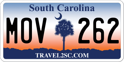 SC license plate MOV262