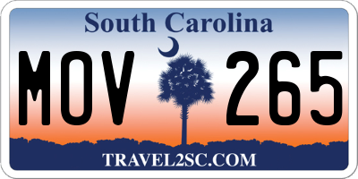 SC license plate MOV265