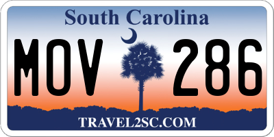 SC license plate MOV286