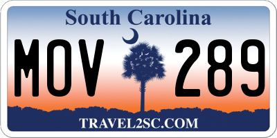 SC license plate MOV289