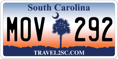 SC license plate MOV292