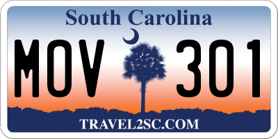 SC license plate MOV301
