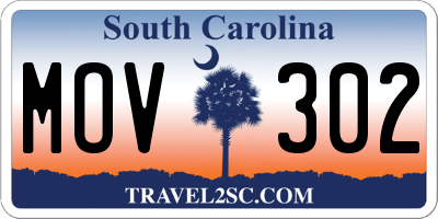 SC license plate MOV302