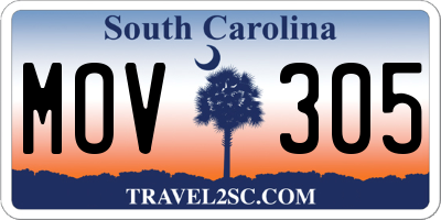 SC license plate MOV305