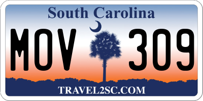 SC license plate MOV309