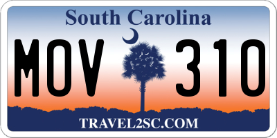 SC license plate MOV310