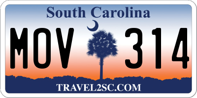 SC license plate MOV314