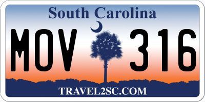 SC license plate MOV316