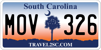SC license plate MOV326
