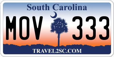 SC license plate MOV333