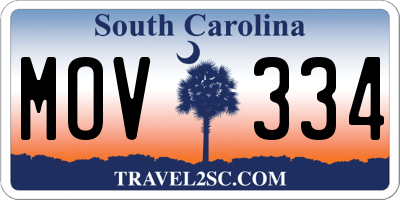 SC license plate MOV334