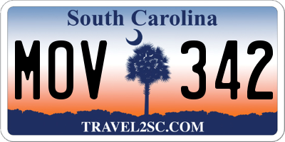 SC license plate MOV342