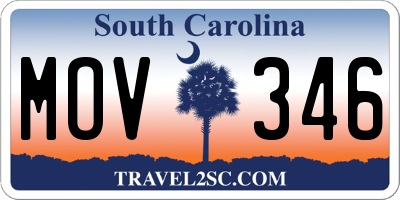 SC license plate MOV346