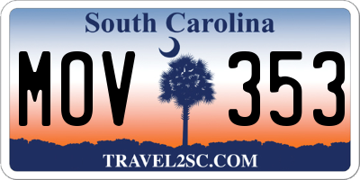 SC license plate MOV353