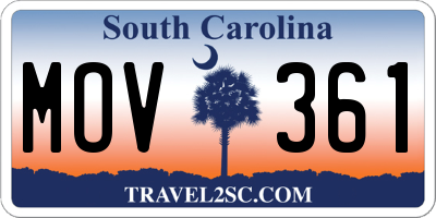 SC license plate MOV361