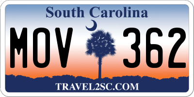 SC license plate MOV362