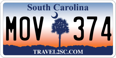 SC license plate MOV374