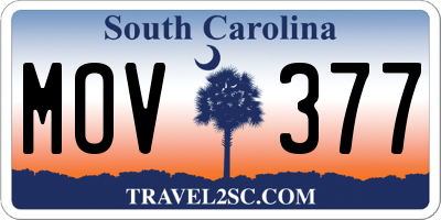SC license plate MOV377