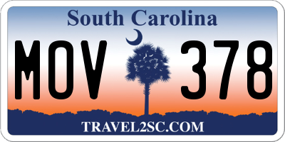 SC license plate MOV378