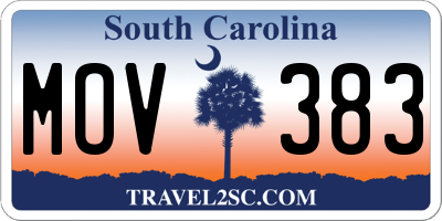 SC license plate MOV383